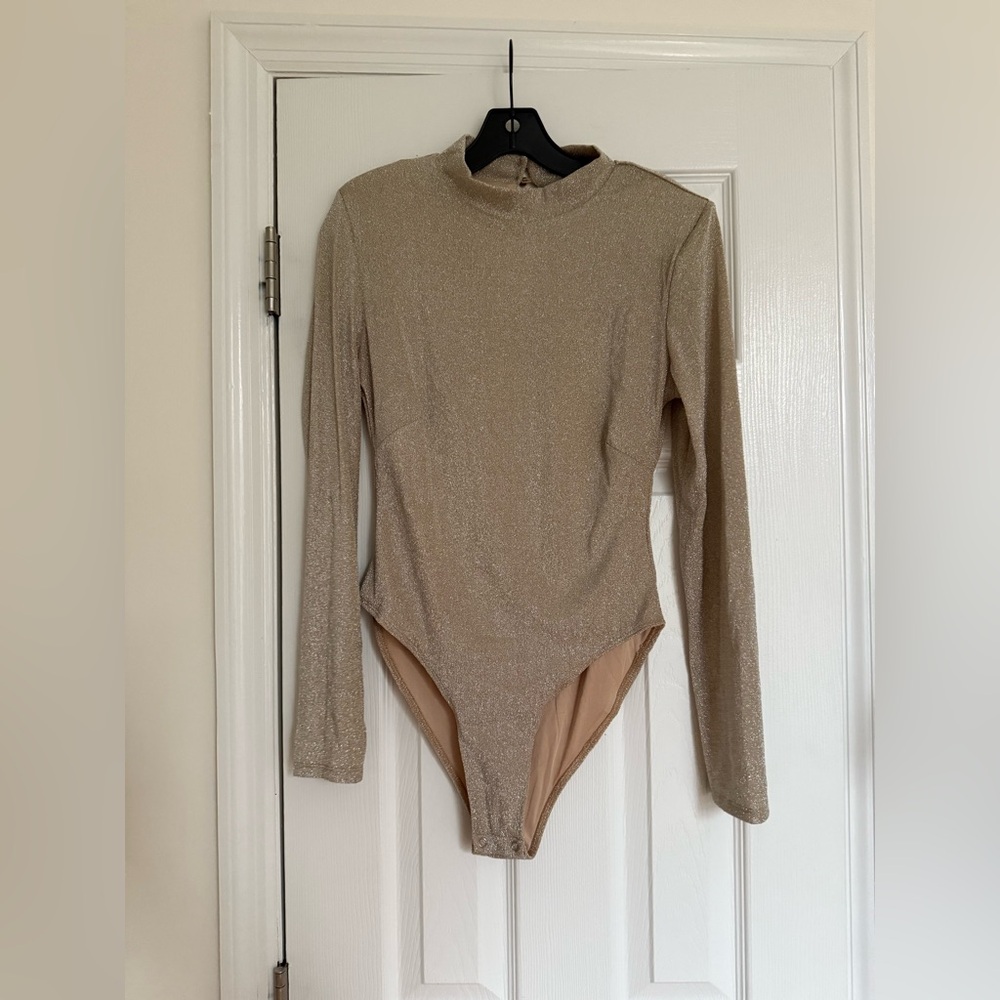 JLUXLABEL Shimmering Gold Bodysuit L
